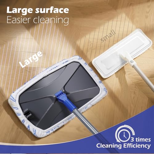 Masthome 16" Large Mops for Floor Cleaning,Upgraded 60" Extra Long Handle - color: Blue White