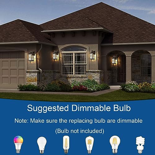 FLEDAVID Motion Sensor Porch Light Black Dusk to Dawn Outdoor Wall Lantern - color: Black(Gold Trim) 1-Pack