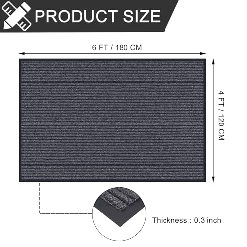 CHICHIC 4'x6' Indoor Outdoor Heavy Duty Door mat, Welcome Front Door Mat for Home Entrance, Super Water Absorbent Large Commercial Floor Mats, Non Slip Rubber Back Entryway Rugs for Garage (Grey) - size: 4'x 6'