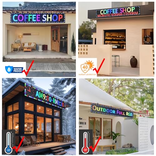 P10 Scrolling Programmable Led Sign For Business Custom Banner Advertising Outdoor Open Digital Led Display Screen Message Board Wifi Control High Brightness Neon Sign 77"X14" - size: P10 77"x14"x2" Indoor/Outdoor