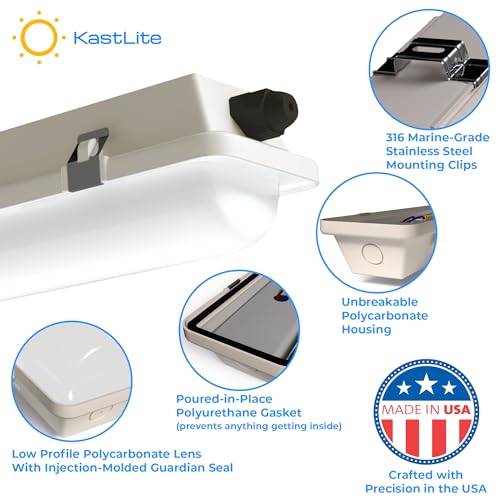 KASTLITE Vapor Tight 4' LED Light Fixture, Wall & Ceiling Mount Utility
