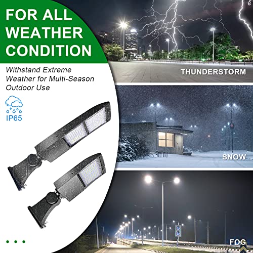 LED Parking Lot Lights 100W Shoebox Street Pole Lighting Fixture 5000K - color: 100W + (100-277V 5000K), size: Adjustable Direct Arms Mount Bracket