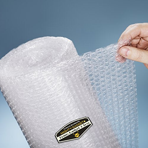 2 Rolls Mighty Gadget Brand 3/16" Air Bubble Cushioning Roll Perforated Every 12" - 12" W x 300” (25 feet) L per Roll Cushioning Moving Supplies Protect Glasses, China, Dishes for Shipping Packing