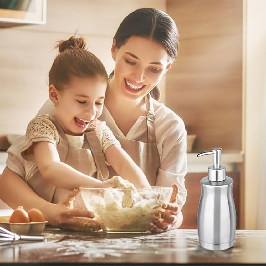 ARKTEK Stainless Steel Countertop Soap Dispenser 13.5 Oz - Rust and Leak Proof Liquid Hand Soap Pump, for Kitchen Sink, Countertops - color: Silver