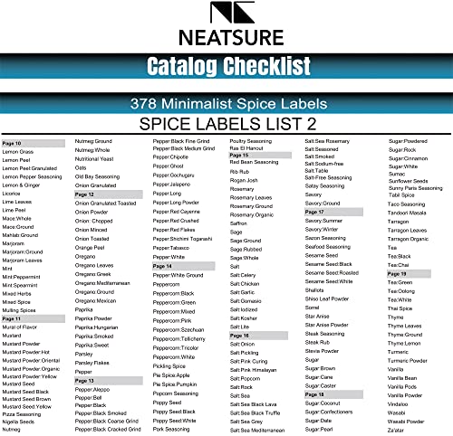 Neatsure 400 Minimalist Spice Labels, Preprinted Stickers Booklet, Black Text on White Waterproof Matte Backing, Herb Seasoning Spice Jars Rack Organization System - style: Spice Labels