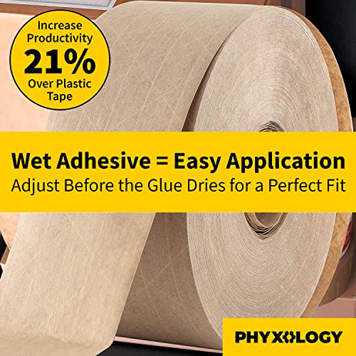 Ultra Durable Water-Activated Tape for Secure Packing 3Pk. 2.75 in, 450 Ft Brown Kraft Gum Tape Provides Heavy Duty Adhesive for Packaging and Shipping. Fiberglass Reinforced for Extra Strong Bond.