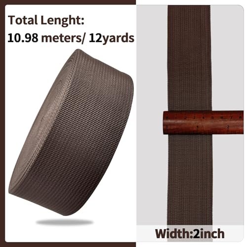 2" Coffee Wide Webbing Straps 12yd for Lawn Chair,Bag &Sewing - color: Coffee 41