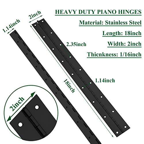 2Pack 18” Heavy Duty Piano Hinge Stainless Black Continuous & Piano Hinges - size: 18INCH