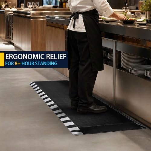 FEATOL 0.9" Anti Fatigue Mat for Industrial & Standing Mat & Home Kitchen - color: White Border, size: 24"L x 17"W x 0.9"Th
