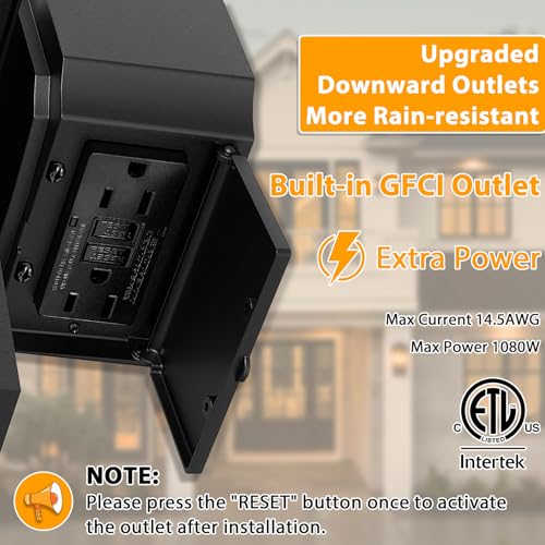 Porch Light with GFCI Outlet, 2 Pack Dusk to Dawn Outdoor Wall Lights - color: Black, size: 2-Pack-Dusk to Dawn