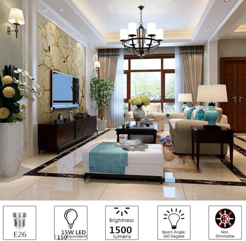 15W LED Bulbs, 120W Incandescent Bulbs Equivalent, 1500Lm, 6000K Cool White, E12 Small Edison Screw, Pack of 4 - color: Cool White 6000k, size: E12-Pack of 4