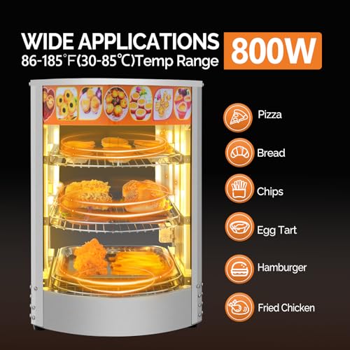 ROVSUN 3-Tier Pizza Warmer Countertop, Commerical Food Warmer Display - color: Silver, size: 3 Tier-14"