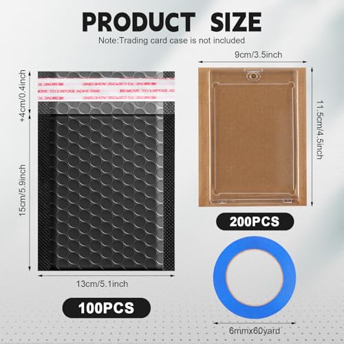Tatuo 301 Pcs Trading Card Mailers, Cardboard Inserts Poly Bags, Black - color: Black