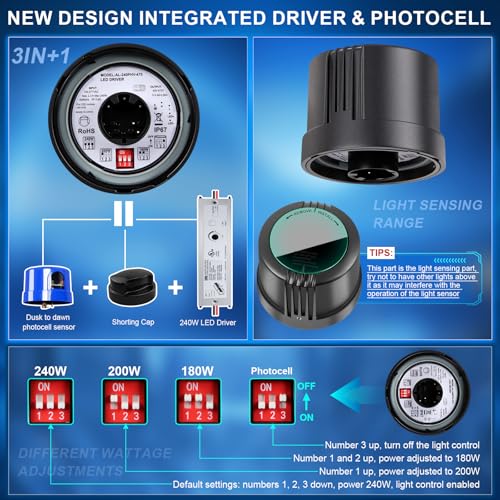 240W LED Parking Lot Light 36000LM 5000K Dusk to Dawn Pole Mount - size: 240W/1Pack