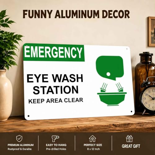 Emergency Eye Wash Station Metal Sign 8 x 12 Inch
