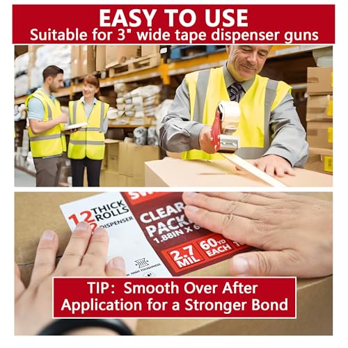 SWRT 2.7Mil Thick Ultra Clear Packing Tape, 36 Rolls Heavy Duty Packaging Tape for Shipping Packaging Moving Mailing, Thicker Sealing Tape-1.88" x 60 Yards Per Roll, 2160 Total Yards