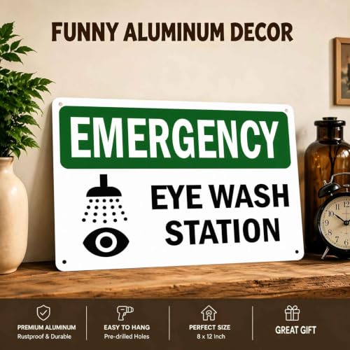 Emergency Eye Wash Station Metal Sign 8 x 12 Inch