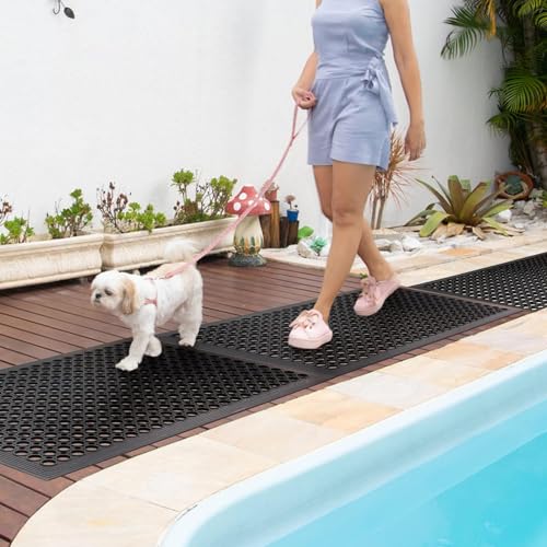 Anti Fatigue Rubber Mats - 2 Pack Restaurant Kitchen Non-Slip Bar Floor Entry Door Drainage Mats - Indoor/Outdoor Use - 36 x 60 Inches - size: 36"L x 60"W x 0.4"Th Black