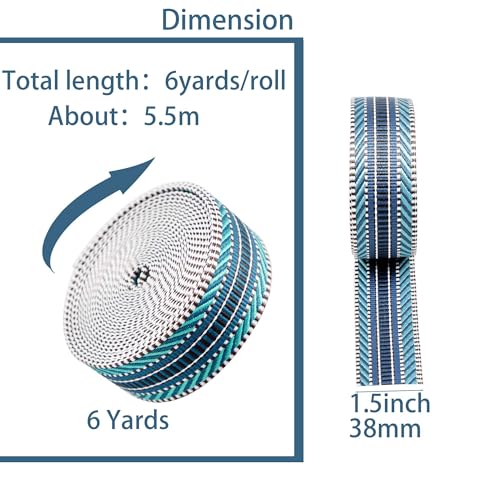 Nylon Webbing Ribbon Strap 1.5 Inch Blue Polyester Webbing 6 Yards Heavy Duty Ribbon for Crafts Bag Handles Replacement Striped Webbing DIY Pet Collars Leash Camera Strap Shoulder Straps 38mm - color: A