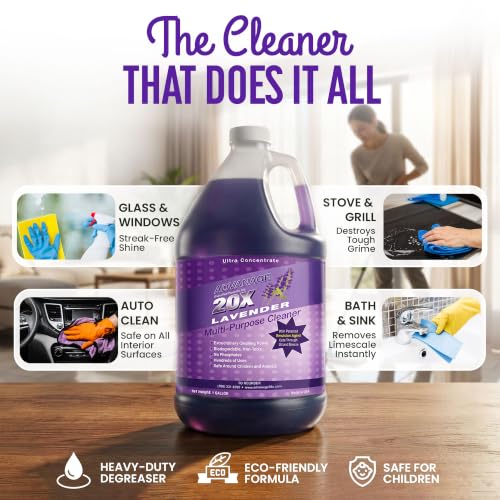 Advanage 20X All Purpose Cleaner Concentrate – The Wonder Cleaner 128 fl oz Lavender Cleaning Supplies for Bathroom Cleaner, Floor Cleaner, Multipurpose Cleaner | Made in USA Multisurface Cleaner