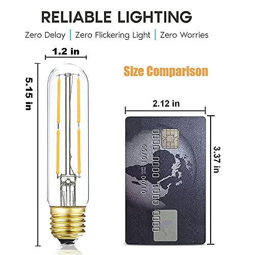 T10 Led Bulb Dimmable Led Tubular Bulbs 4W E26 Base Bulb Soft White 3000K - color: 4w=40w Soft White 3000k