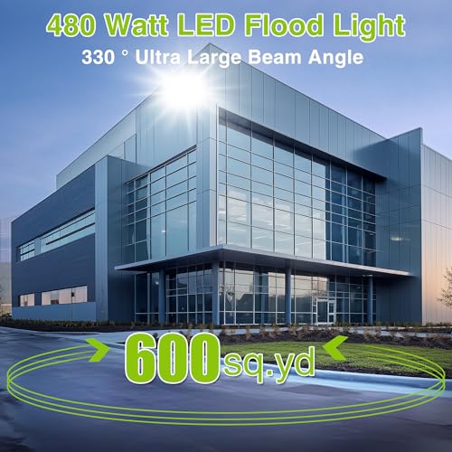 2 Pack LED Flood Lights Outdoor, STASUN 480W 48000lm 6000K Daylight White IP66 Waterproof, Commercial Parking Lot Lights, 3 Heads for Yard Street Stadium Outdoor Area Floodlight Bright Security Lights - color: 2 Pack, size: 480 Watt