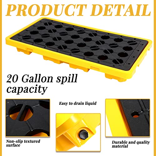 Pinkunn Spill Platform Spill Containment Platform with Grating Stackable Modular Platform with Drain Outlet Modular Platform Pallets Spill Containment Tray(Yellow,51.2 x 26.8 x 6 Inches)