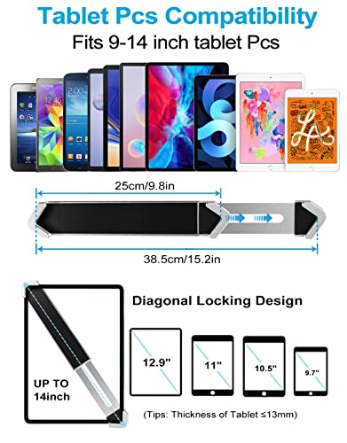 Anti Theft Tablet Kiosk Stand for 9"-14" Tablet, Security iPad Desk Floor Stand, Heavy Duty Tablets POS Display Mount with Lock and Key, Compatible iPad Pro 13/Air, Surface Pro/Go, Galaxy Tabs