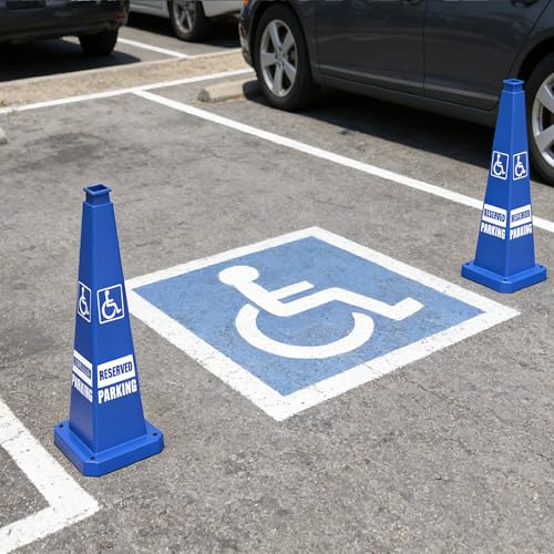 28" Blue Accessible Safety Cones 6-Pack with Rubber Base - color: Blue, size: 28"