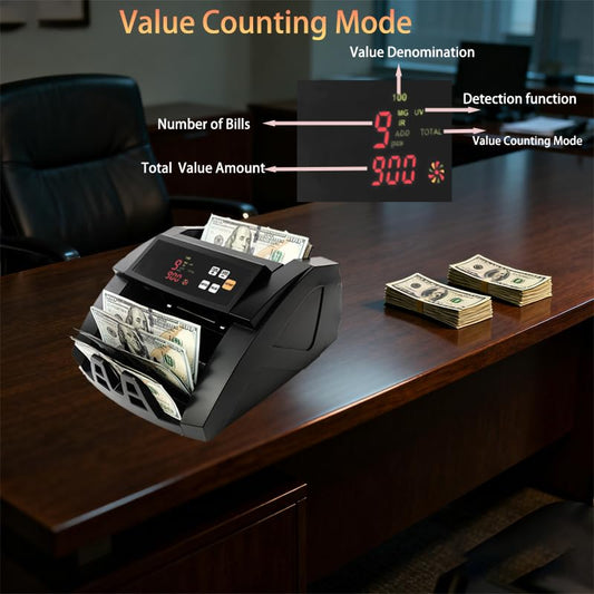 H-A16 Money Counter Machine - UV/MG/IR Detection, Value Count, 1100 Pcs/Min - color: A16-black