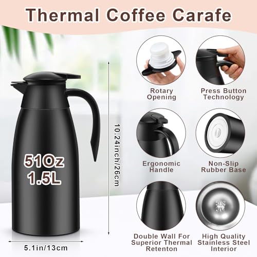 Norme 2 Pcs Thermal Coffee Carafe Creamer, Black, 51 oz - color: Black, size: 51 oz