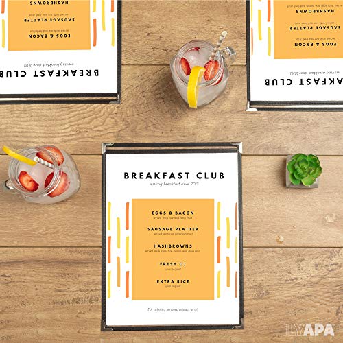Ilyapa 60 Pack of Restaurant Menu Covers 8.5 x 11 - Single Page Cover, 2 View Sleeves - Restaurant Plastic Menu Holder - Fits 8.5 x 11 Inch Paper - color: Black, size: 8.5 x 11 (Pack of 2)