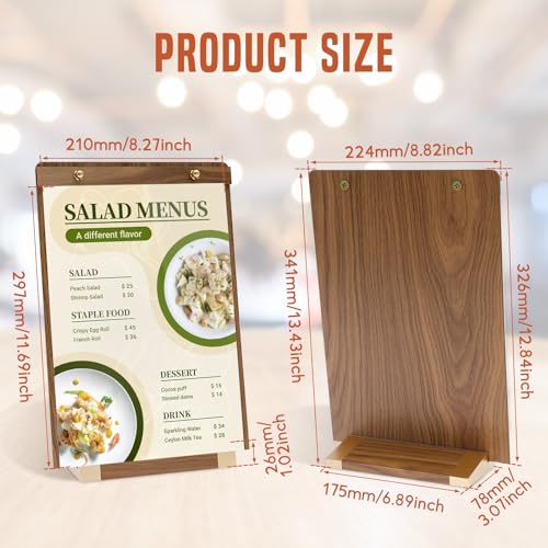 Acrylic Sign Holders 8.5 x 11 with Walnut Wood Base, Tabletop Clear Commercial Display Stand for Menu, Poster, Flyer, Table Paper Frame for Restaurant/Office/Coffee Shop Store Bar/Wedding/Hotel (1 Pack) - color: 1 Pack