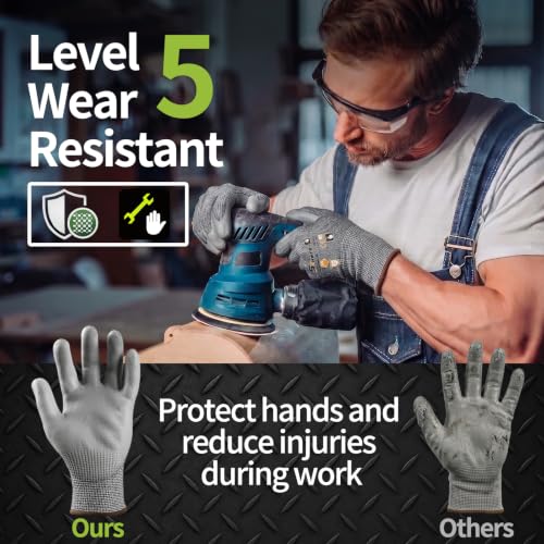 Schwer 12 Pairs ANSI A4 Cut Resistant Gloves, Wear Resistant, CR3011, M - color: Grey A4, size: Medium