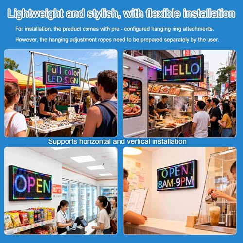 P10(26" * 14") Open Led Scrolling Sign Programmable Digital Outdoor Message Board Message Board Wifi Control Display Screen Matrix Panel Electronic For Business Full Color - color: Full Color, size: P10 (26 x 14 inches)