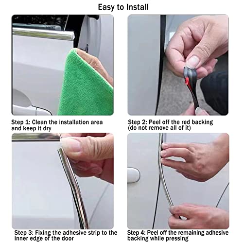 Door Edge Guard U Channel Rubber Edge Trim Self Adhesive Metal Edge Protection Guard for Most Car Doors, Hatches, Lockers, Panels (10Ft, Black) - size: 10 Feet