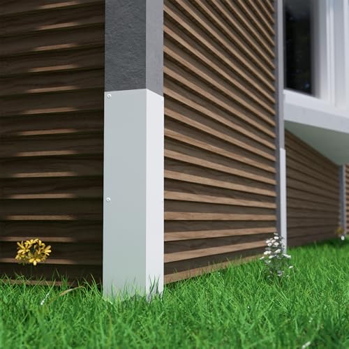 Aluminum Alloy Metal Siding Corner Guards, Siding Corner Protectors with 90° Angle, 3.4" x 3.4" x 15.8” Weed Whacking Protection for Outside Wall Vinyl Siding, Pack of 2