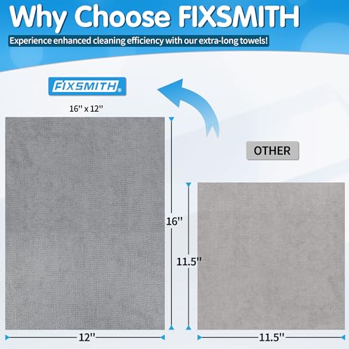 FIXSMITH Grey Microfiber Cleaning Cloth, Pack of 50, 16"X12" Cleaning Rags for Housekeeping and Kitchen, Reusable Shop Towels, Microfiber Towels for Cars, Lint Free, Scratch-Free, Highly Absorbent - color: Grey, size: 50pk