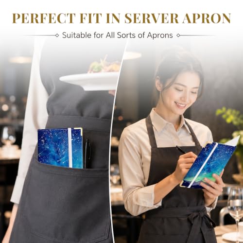 Server Book,7 Pocket Zipper Organizer,Server Books for Waitress - color: Galaxy