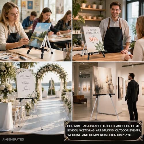 MXG Aluminum Art Easel,Professional Display Easel for Painting & Sign - color: Silver