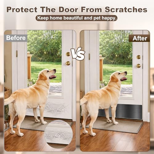 2 PCS 8" x 16" Brushed Door Kick Plate, Self-Adhesive, Rounded Corners - color: Brushed Black, size: 8"x16"