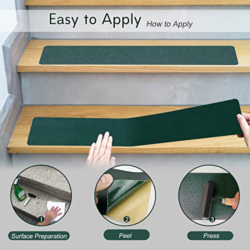 S&X Outdoor Stair Treads Non-Slip 6x24in, 5-Pack, Dark Green - color: Green, size: 6" x 24"