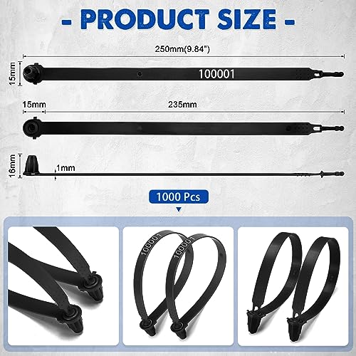 Roowest 1000 Pcs Plastic Truck Trailer Seals Numbered Security Tags,Black - color: Black