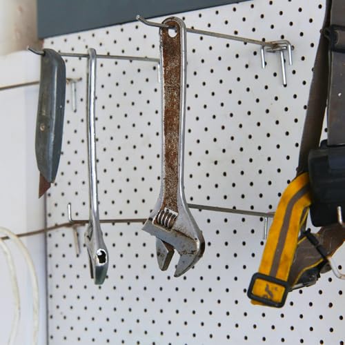 HARFINGTON 10pcs Pegboard Shelving Hooks 8" Stainless Steel Peg Board Display Hook Hanging Holders Wall Mount Organize Tools for Workbench Garage Kitchen Store, Black - size: 8 Inch