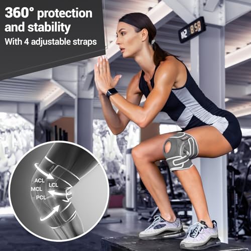 DR. BRACE ELITE Knee Brace with Side Stabilizers & Patella Gel Pads - color: Moon, size: Medium