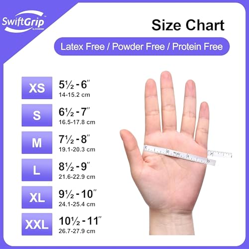 SwiftGrip Disposable Nitrile Exam Gloves, 3mil, Small, Box of 100, Violet Nitrile Gloves Disposable Latex Free for Medical, Cleaning, Cooking & Esthetician, Food-Safe, Powder-Free, Purple - size: Small