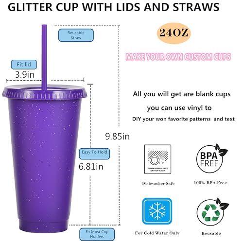 Suertestarry Tumbler with Straw and Lid,Water Bottle Iced Coffee Travel Mug Cup,Reusable Plastic Cups,Perfect for Parties,Birthdays,24oz-5 Pack (Solid Color, 5pack) - color: Solid Color, size: 5pack
