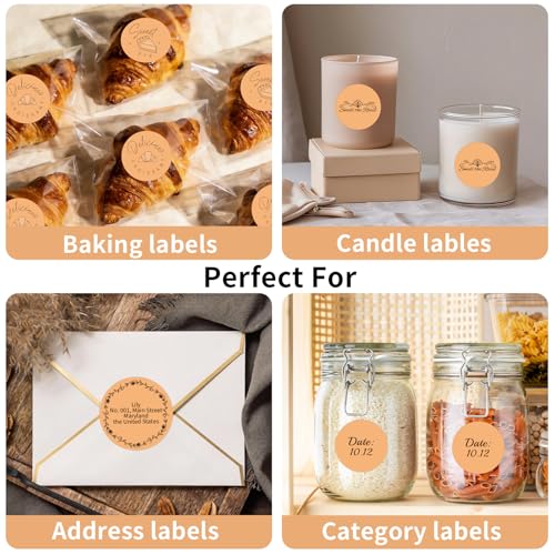 500 Labels/Roll 2" Apricot Round Thermal Labels, Waterproof Circle Blank Thermal Sticker Compatible with Direct Thermal Label Printers for DIY Logo Designs, Thank You, Small Business - color: Apricot, size: 2 Inch