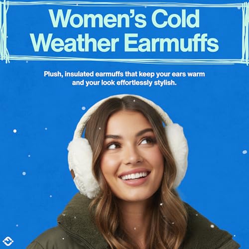 Funky Junque Women’s Winter Earmuffs - Cable Knit & Sequin - color: Cable Knit - Ivory