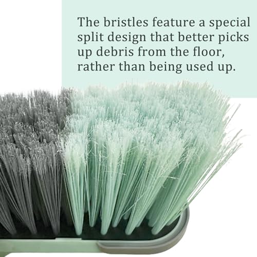 Indoor Broom Soft Bristle Brooms - Brooms for Sweeping Indoor Pet Hair, House Broom for Cleaning Hardwood, Tile, and Decking Surfaces Across.(Green)